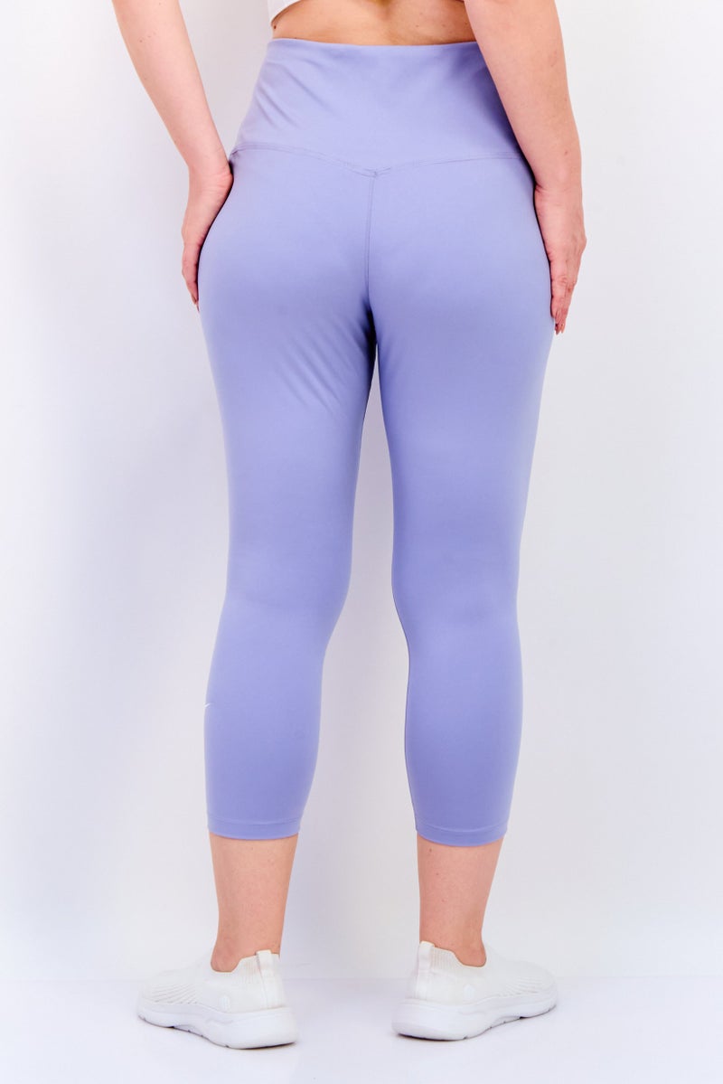 Nike Women Dri Fit Brand Logo Training Crop Tights, Light Lavender - Image 3