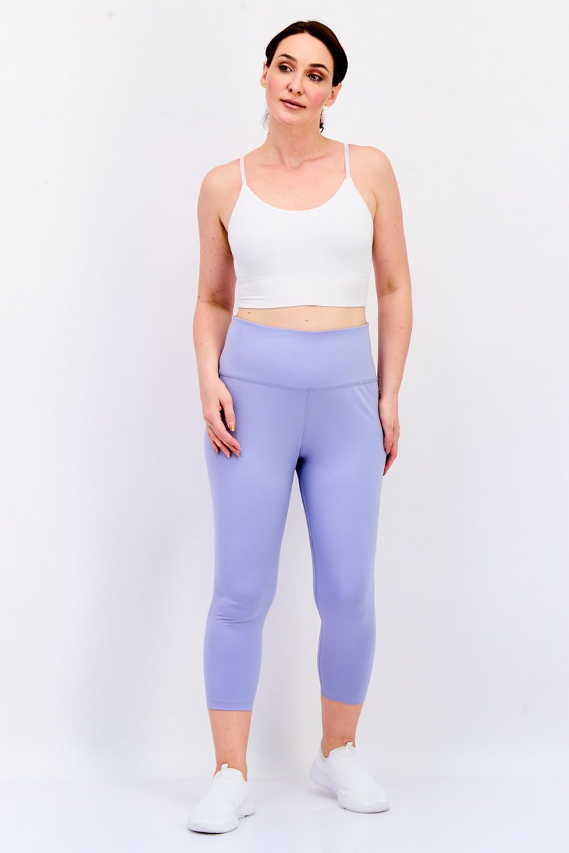 Nike Women Dri Fit Brand Logo Training Crop Tights, Light Lavender - Image 4