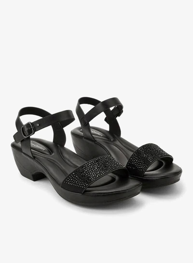Le Confort BLACK Women Embellished Ankle Strap Sandals for Women | Best Price UAE