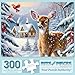 Bits and Pieces 300 Piece Puzzles for Adults 300 Large Pieces 18 x 24 Jigsaw Puzzles Deer Winter Snow Cabin No 2 Pieces Alike Winter Wilderness - Image 2