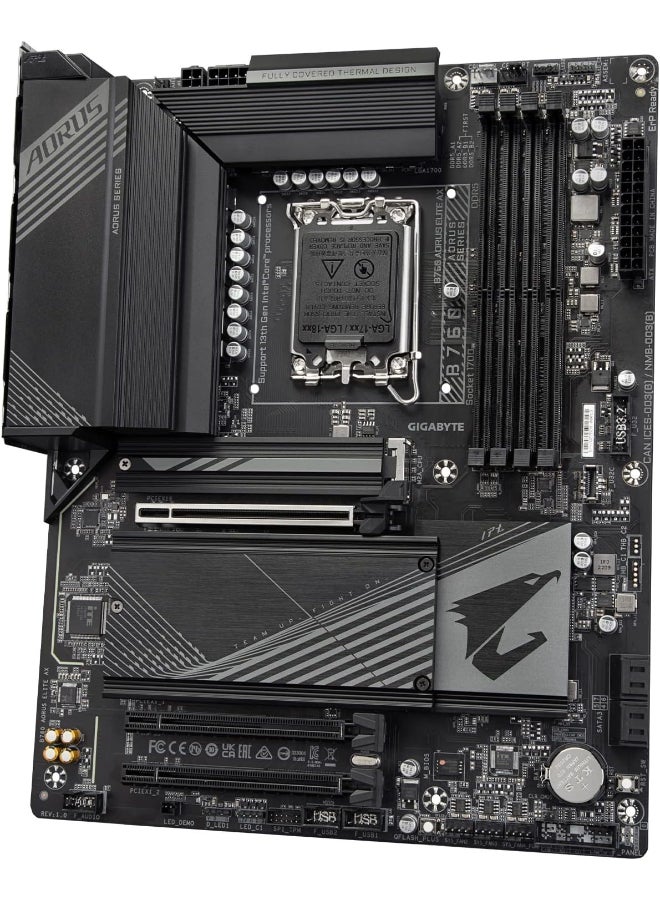 جيجابايت لوحة أم GIGABYTE B760 AORUS Elite AX (LGA 1700/ إنتل/ B760/ ATX/ DDR5/ ثلاثي M.2/ PCIe 4.0/ USB 3.2 Gen2X2 Type-C/ WiFi 6E/ LAN بسرعة 2.5GbE/ Q-Flash Plus/ PCIe EZ-Latch/ لوحة أم للألعاب) - Image 4