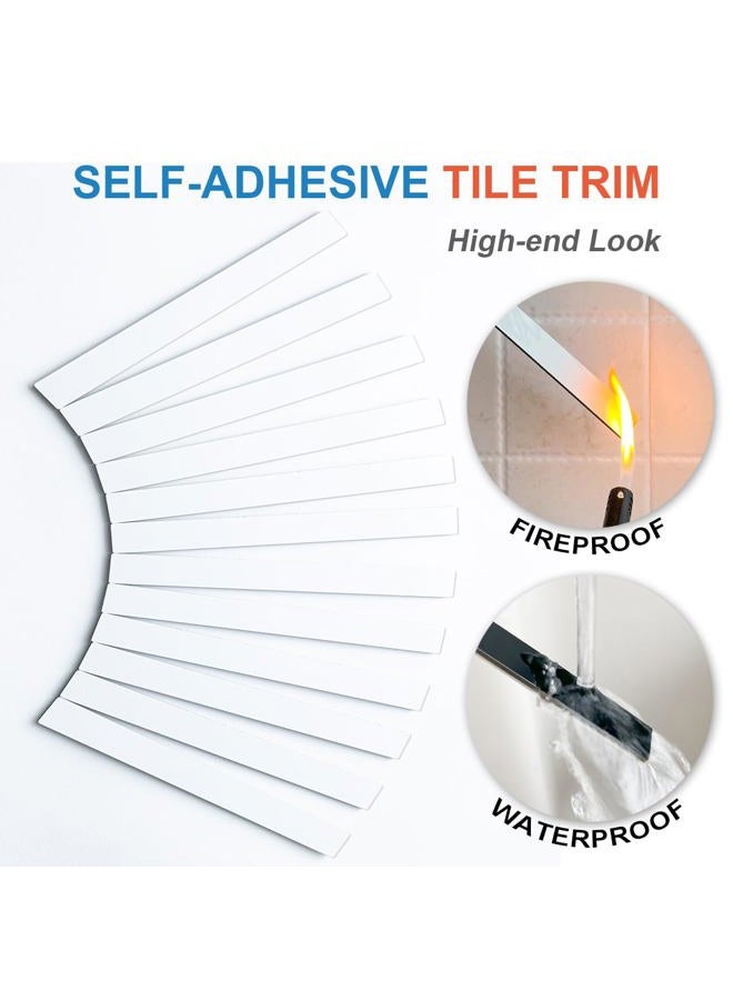 DICOFUN 24-Pack Polished White Peel and Stick Tile Trim, 6" Self Adhesive Molding Edge Trim for Peel and Stick Backsplash - Image 2