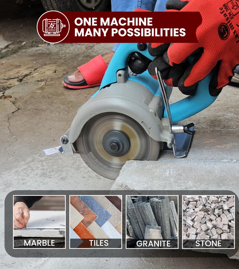 OMXE آلة قطع الرخام والخشب OMXE 1550W 4 بوصة (110 مم) قاطع كهربائي مع عمق قابل للتعديل 11,000 دورة في الدقيقة لقطع البلاط والحجر والخشب الرقائقي قاطع يدوي منخفض الاهتزاز للاستخدام المنزلي والمهني - Image 3