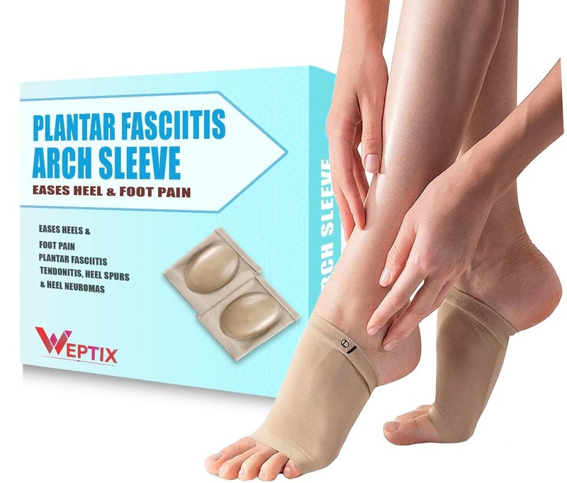 WEPTIX® Flat Foot Arch Support for Men & Women | Medial Arch Support for Flat Feet Correction Sleeve with Cushion | Plantar Fasciitis Leg Foot Pain Relief Product | Free Size | For Orthopaedic Shoes Slippers Arch Socks ( Support) - Image 1