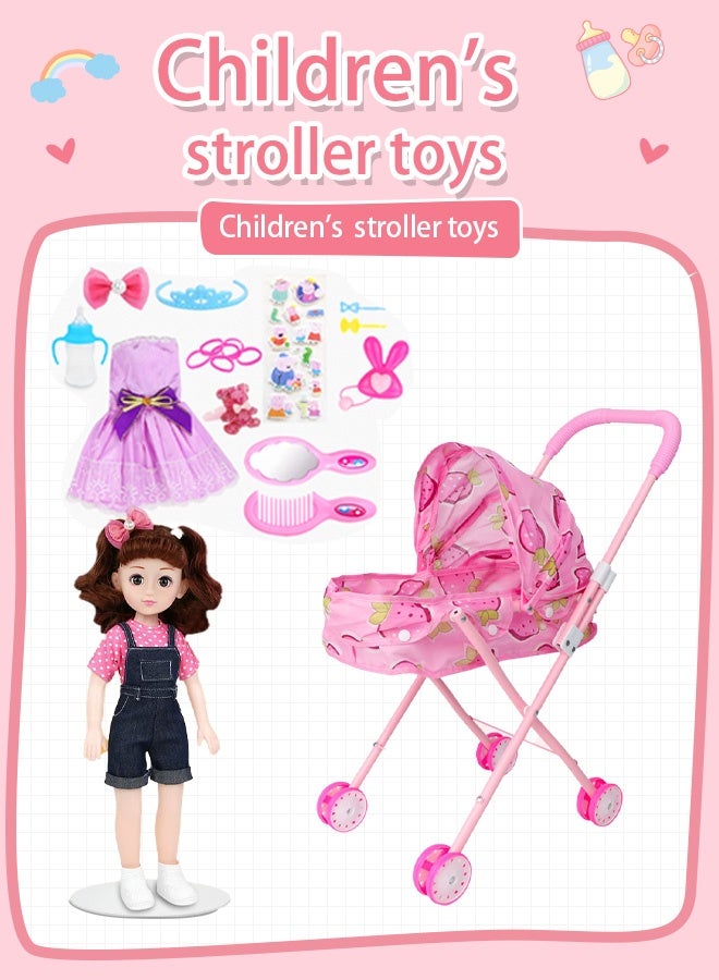 جودي بلاي عربة أطفال مع دمية - قابلة للطي وسهلة الحملمناسبة للأطفال الصغارمتوفرة بألوان متعددةمناسبة للأطفال من عمر 3 سنوات فما فوق جيجي بيتس عروسه اطفال - Image 1