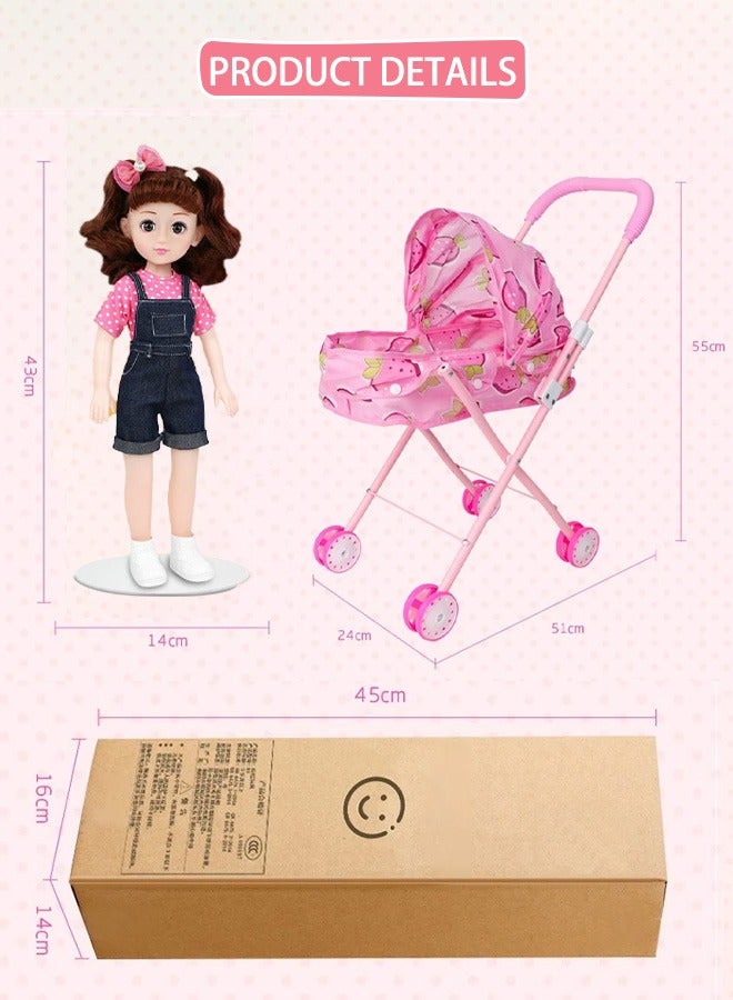 جودي بلاي عربة أطفال مع دمية - قابلة للطي وسهلة الحملمناسبة للأطفال الصغارمتوفرة بألوان متعددةمناسبة للأطفال من عمر 3 سنوات فما فوق جيجي بيتس عروسه اطفال - Image 3