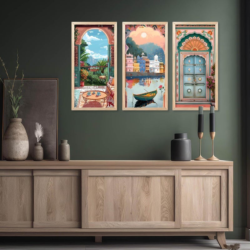 ARS Graphics ARS® Traditional Indian Art Pichwai Wall Décor Paintings Set of 3 (10X19 INCH) - Image 5