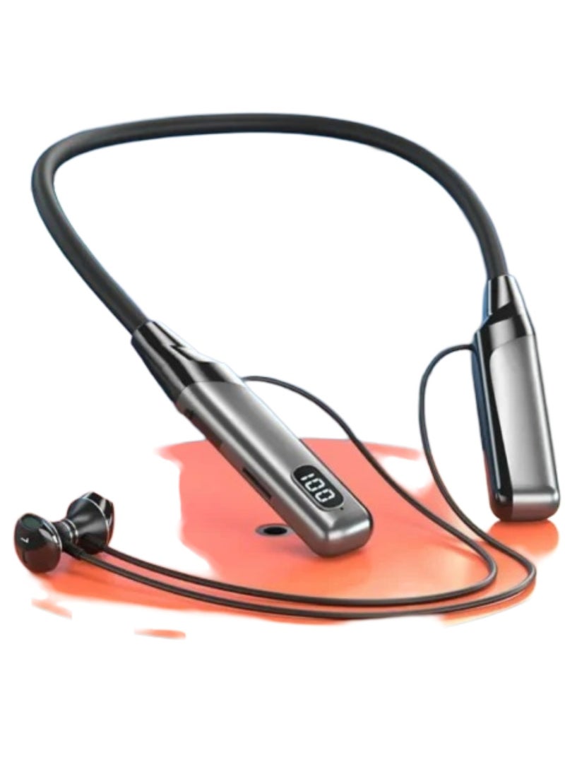Wireless Bluetooth Headphones Earphone Bluetooth Wireless Neckband Flexible in-Ear Headphones Headset with Mic, Extra Deep Bass Hands-Free Call/Music, Sports Earbuds, Sweat Proof (Black) support Bluetooth and Plug-in Card modes to Enjoy Music anytime and anywhere