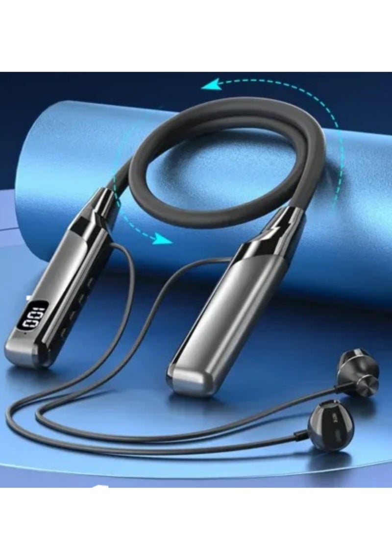 Wireless Bluetooth Headphones Earphone Bluetooth Wireless Neckband Flexible in-Ear Headphones Headset with Mic, Extra Deep Bass Hands-Free Call/Music, Sports Earbuds, Sweat Proof (Black) support Bluetooth and Plug-in Card modes to Enjoy Music anytime and anywhere