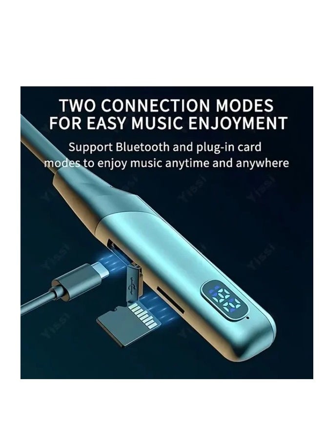 Wireless Bluetooth Headphones Earphone Bluetooth Wireless Neckband Flexible in-Ear Headphones Headset with Mic, Extra Deep Bass Hands-Free Call/Music, Sports Earbuds, Sweat Proof (Black) support Bluetooth and Plug-in Card modes to Enjoy Music anytime and anywhere