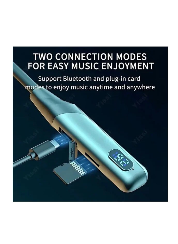 Wireless Bluetooth Headphones Earphone Bluetooth Wireless Neckband Flexible in-Ear Headphones Headset with Mic, Extra Deep Bass Hands-Free Call/Music, Sports Earbuds, Sweat Proof (Black) support Bluetooth and Plug-in Card modes to Enjoy Music anytime and anywhere