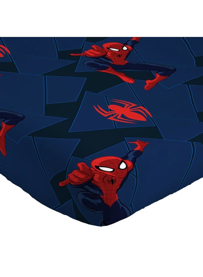 Jay Franco Spiderman Saving The Day 4 Piece Full Sheet Set (Offical Marvel Product), Blue - Image 2