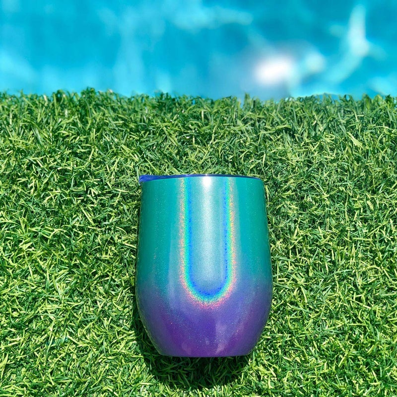 CHILLOUT LIFE 12 oz Stainless Steel Tumbler with Lid & Gift Box - Wine Tumbler Double Wall Vacuum Insulated Travel Tumbler Cup for Coffee  Wine  Cocktails  Ice Cream - Mermaid Sparkle - Image 5