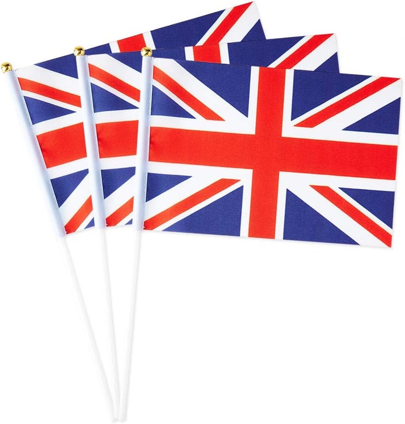 mflagperft UK Flag British Flag, Small Mini Handheld UK Flags on Stick, Ideal for Party Parades Sports Events Patriotic Festival Decorations - Image 1