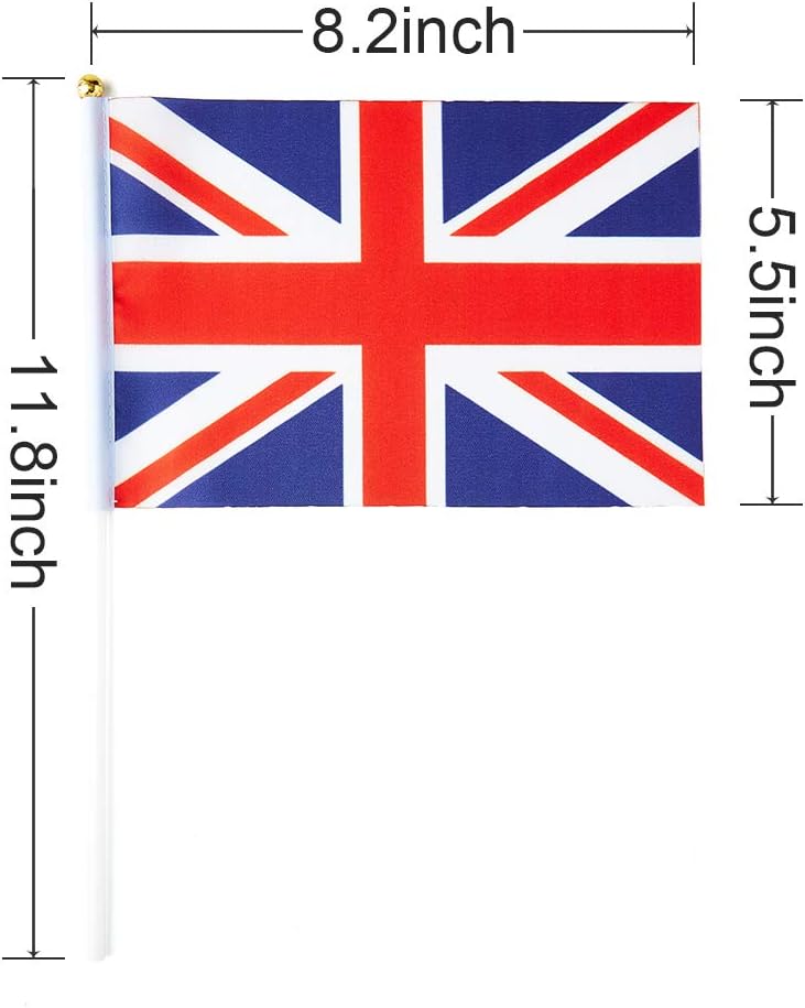 mflagperft UK Flag British Flag, Small Mini Handheld UK Flags on Stick, Ideal for Party Parades Sports Events Patriotic Festival Decorations - Image 2