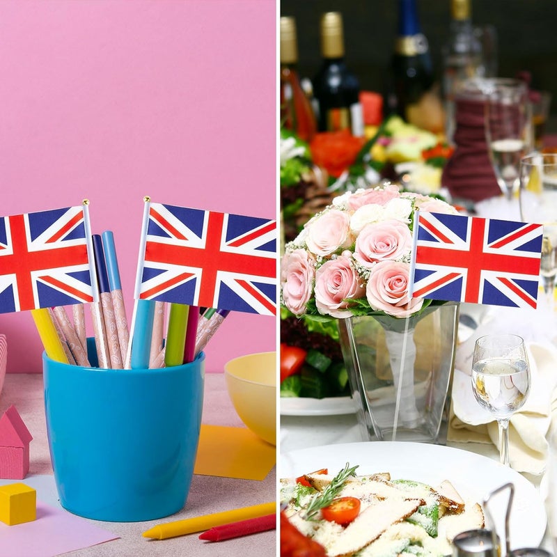 mflagperft UK Flag British Flag, Small Mini Handheld UK Flags on Stick, Ideal for Party Parades Sports Events Patriotic Festival Decorations - Image 4