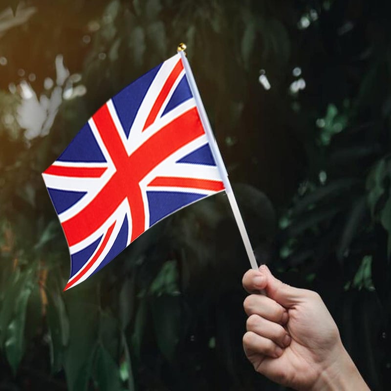 mflagperft UK Flag British Flag, Small Mini Handheld UK Flags on Stick, Ideal for Party Parades Sports Events Patriotic Festival Decorations - Image 5