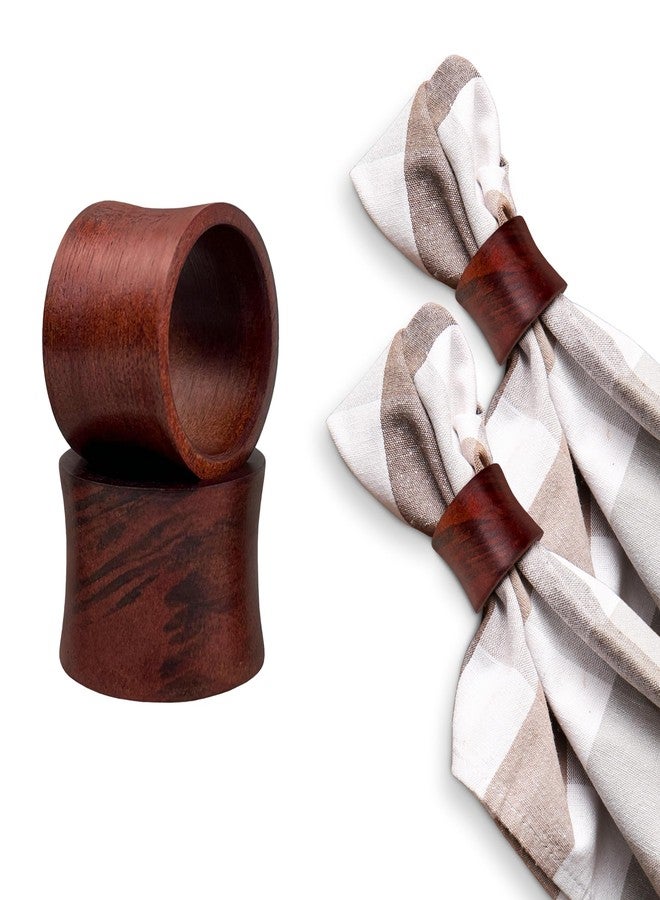 ILOT Wooden Napkin Rings Set of 12 Handmade Napking Holders for Dining Tableware, Thanksgiving, Party, Table Décor (Concave) - Image 1