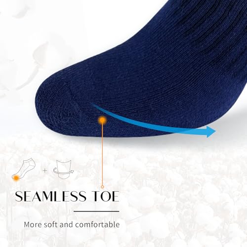 SIXDAYSOX 6 Pack Mens Ankle Socks Cushioned Padded Thick Mens Socks for Men Size 13-15 Navy Blue - Image 5