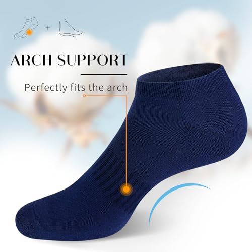 SIXDAYSOX 6 Pack Mens Ankle Socks Cushioned Padded Thick Mens Socks for Men Size 13-15 Navy Blue - Image 3