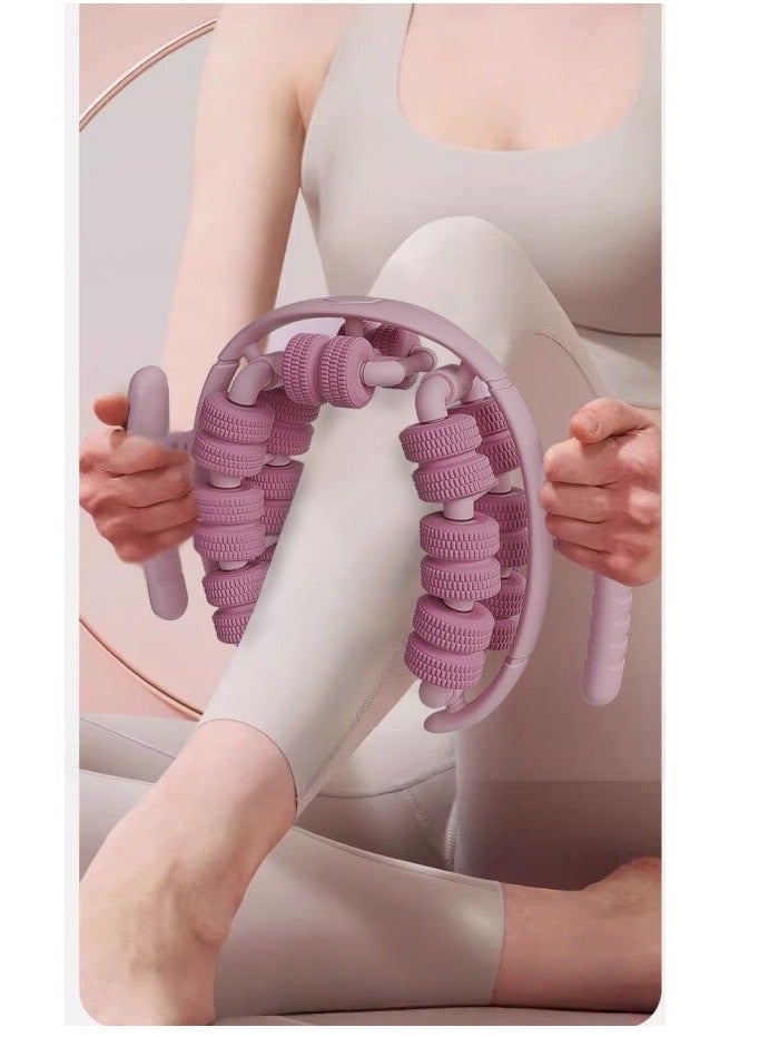 JoyousSto Waist and Leg slimming roller, Foam Roller - Fat Mass Massager,a Muscle Massage Tool for Thighs, Calves and arms ,fitness Relax Roller 360 °28 Wheels Yoga Massage, Soothes Calf Muscles, Souvenir for Women and Mothers(Purple) - Image 1