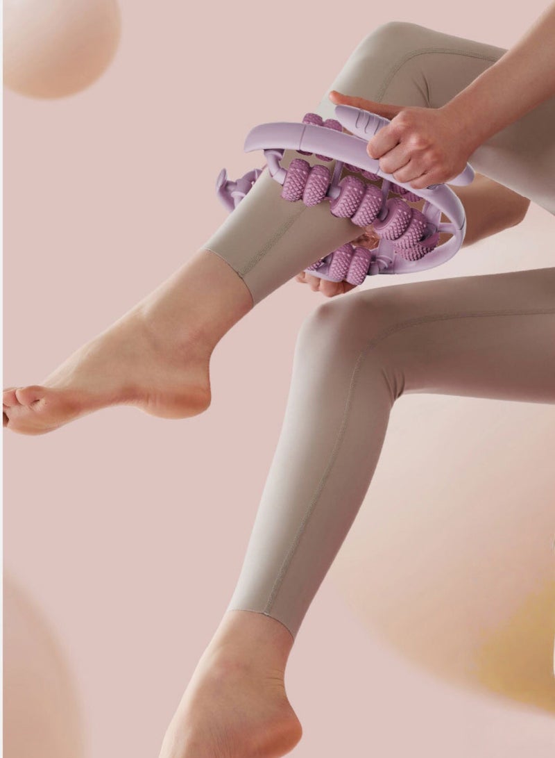 JoyousSto Waist and Leg slimming roller, Foam Roller - Fat Mass Massager,a Muscle Massage Tool for Thighs, Calves and arms ,fitness Relax Roller 360 °28 Wheels Yoga Massage, Soothes Calf Muscles, Souvenir for Women and Mothers(Purple) - Image 3
