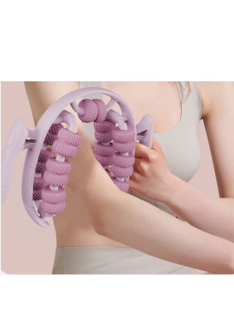 JoyousSto Waist and Leg slimming roller, Foam Roller - Fat Mass Massager,a Muscle Massage Tool for Thighs, Calves and arms ,fitness Relax Roller 360 °28 Wheels Yoga Massage, Soothes Calf Muscles, Souvenir for Women and Mothers(Purple) - Image 5