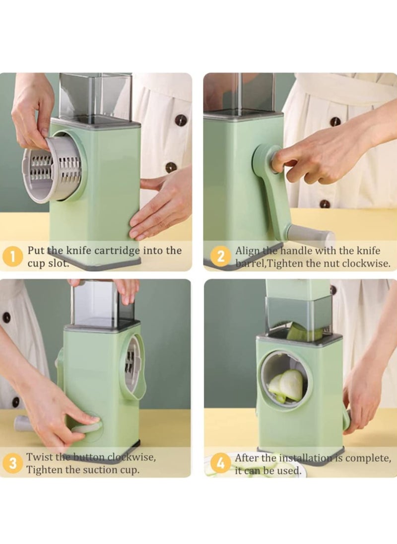 Generic - Multifunctional Vegetable Cutter Cheese Grater with Handle Durable Mandolin Slicer with Suction Base 3 in 1 - Image 1
