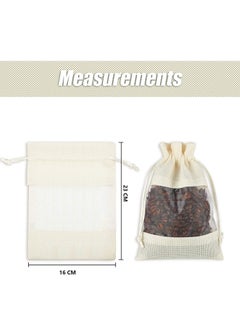 Generic 50-Pieces 16x23 Cm Linen Burlap Sheer Bag Organza Bag Burlap Bags With Drawstring For Wedding Party Favors Cosmetic Samples Goodies Mesh Pouch (White)  - Image 2