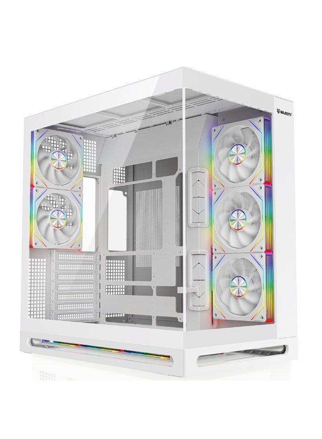 ماجيستي كيس ألعاب ماجيستي فالكون اكس Mid Tower | تبريد 8 مراوح ARGB | دعم لوحات ATX | منفذ Type-C و USB 3.0 | تصميم هاي إند | أبيض - Image 1