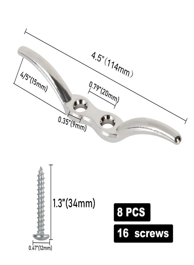 APACALI PCS Metal Rope Cleats Boat Cleat 4-1/2 Inch Boat Flagpole Cleat Hook, Boat Deck Dock Cleats with 16 Mounting Screws for Fixed Rope or Home Decor (Blinds Hook Curtains Sun Shade Ropes) - Image 2