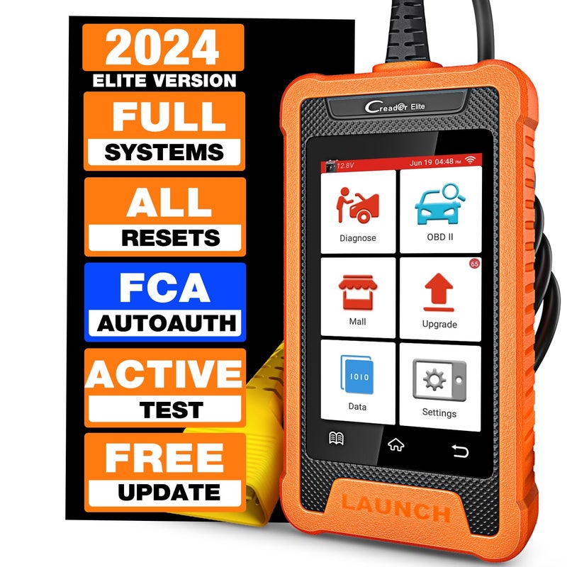 Launch LAUNCH Creader Elite OBD2 Scanner Fit for Chrysler Dodge JeepFull Systems Code Reader with All Free ResetsFCA Autoauth Active TestBattery Registration BiDirectional Diagnostic Scan Tool