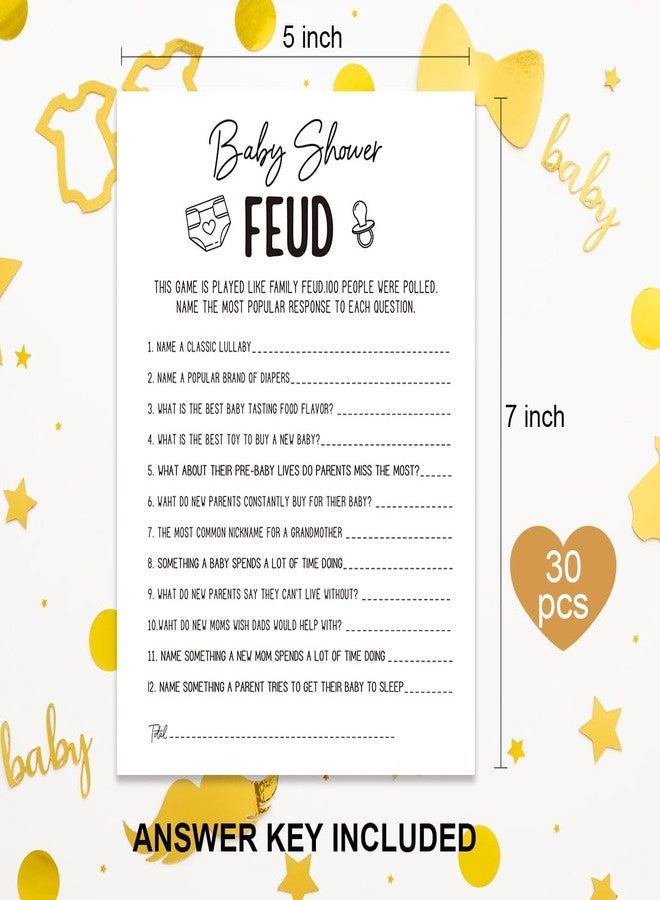Xenseou Family Feud Baby Shower Game -Pack of 30 (Answer Key Included), Fun Baby Shower Games, Baby Shower Trivia, Baby Shower Ideas- FF02, Yellow - Image 3