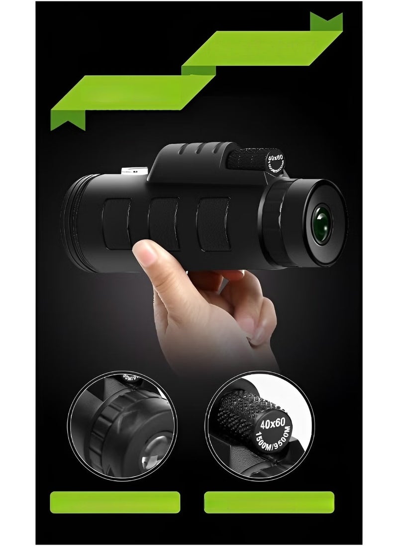 REOCLE Monocular Telescope Outdoor Telescope Single Tube Clip Phone Telescope HD Monocular for Stargazing & Bird Watching & Hunting - Image 2
