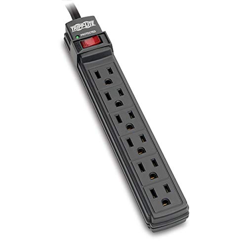 Tripp Lite 6 Outlet Surge Protector Power Strip, 6ft Cord, Black, $10,000 INSURANCE (TLP6B) - Image 1