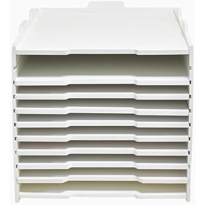 9 TIER-DESK FILE ORGANIZER, STACKABLE PAPER TRAY, PRINTER PAPER STORAGE FOR OFFICE, A3 OFFICE FILE FOLDER HOLDER/SORTER ORGANIZER FOR LETTER-WHITE(VERTICAL-9TRAY(WITH 8 ADJUSTABLE SHELVES)) - Image 2