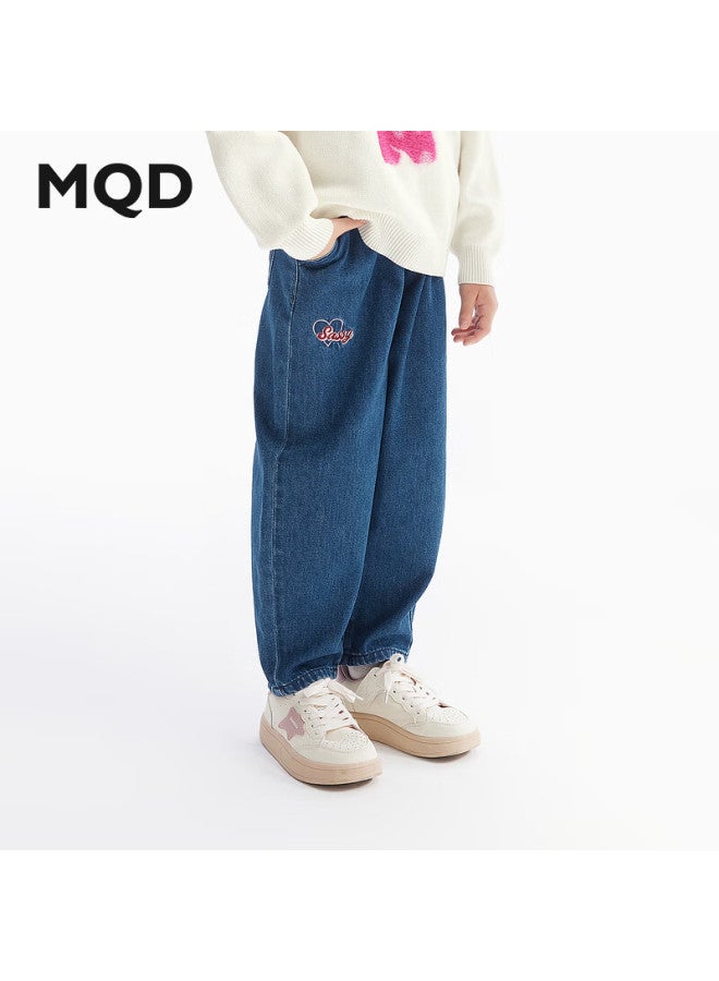 Mqd Kids Girls Denim Jeans Autumn New Sweet Fashion Children's Dad Style Casual Long Pants - Image 1