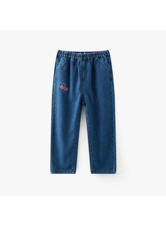 Mqd Kids Girls Denim Jeans Autumn New Sweet Fashion Children's Dad Style Casual Long Pants - Image 4