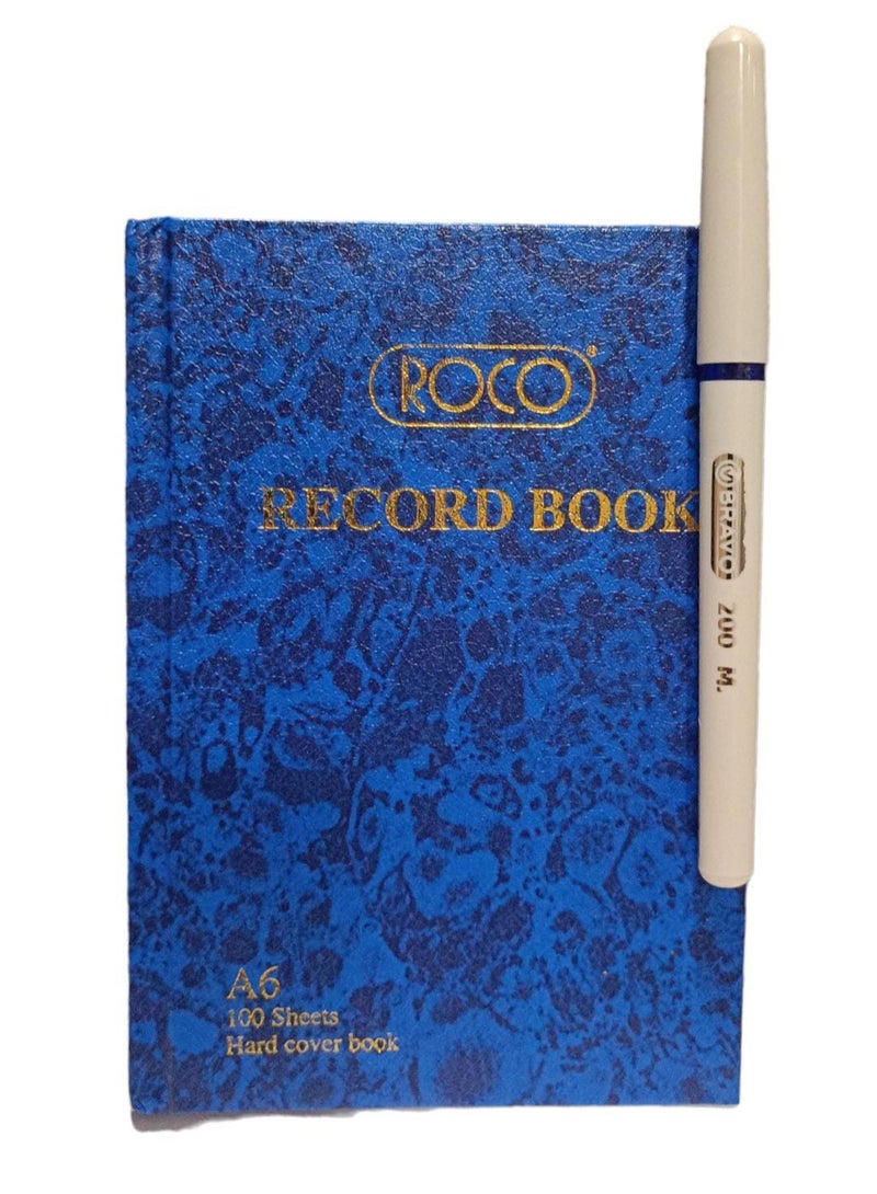 ROCO A6 Hard Cover Notebook Blue Size ( 100mm*150mm )  with Bravo Pen - Image 4