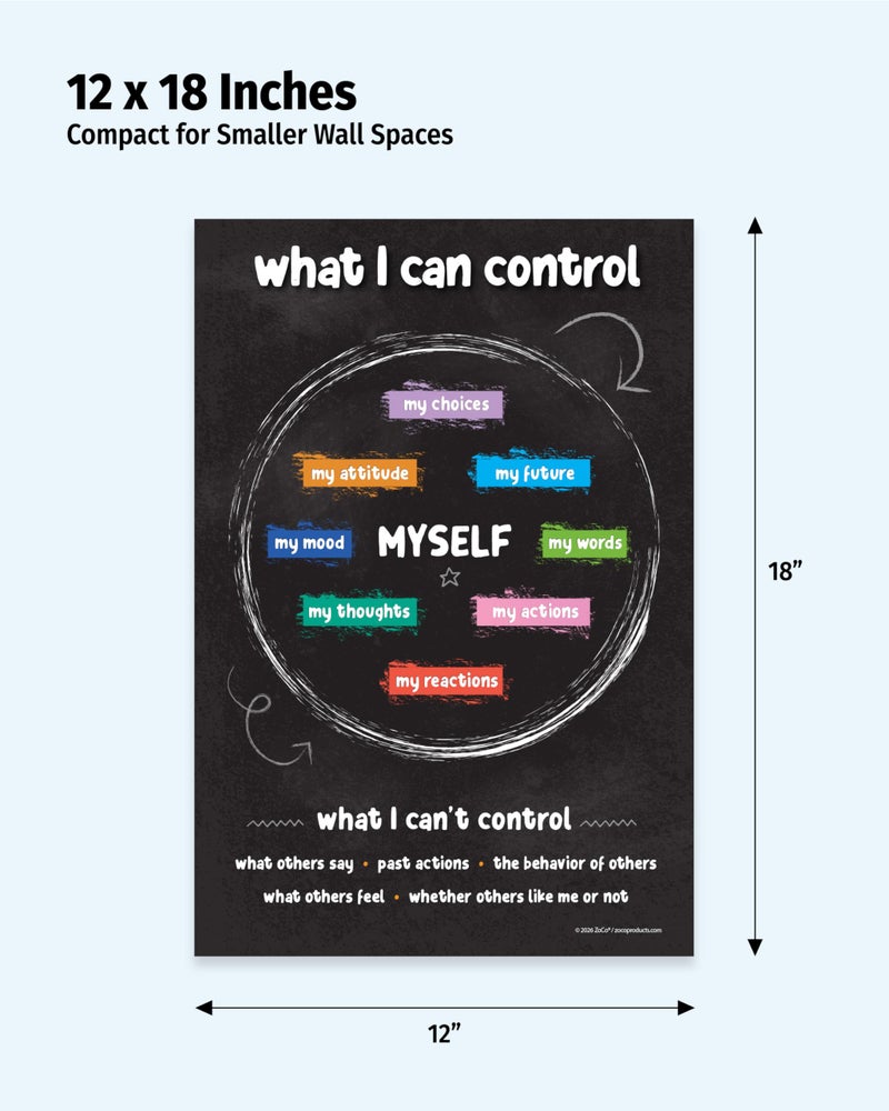 ZOCO â€“ Things I Can Control Poster â€“ Mental Health & Growth Mindset Tool for Teens â€“ SEL Wall Art for Classrooms, Counseling & Therapy â€“ Laminated 12"x18" - Image 2