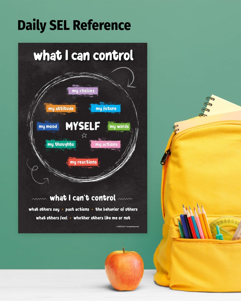 ZOCO â€“ Things I Can Control Poster â€“ Mental Health & Growth Mindset Tool for Teens â€“ SEL Wall Art for Classrooms, Counseling & Therapy â€“ Laminated 12"x18" - Image 4