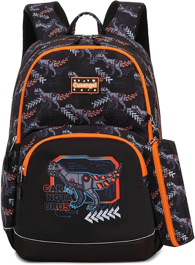 Cusangel Dinosaur Backpack For Toddler Boys,in 5-10 Ages Daycare or Elementary School,Backpack for boys,18L bookbag Lightweight boy Backpacks with Whistle,Front buckle,Pencil bag,Night Reflective Bar - Image 1