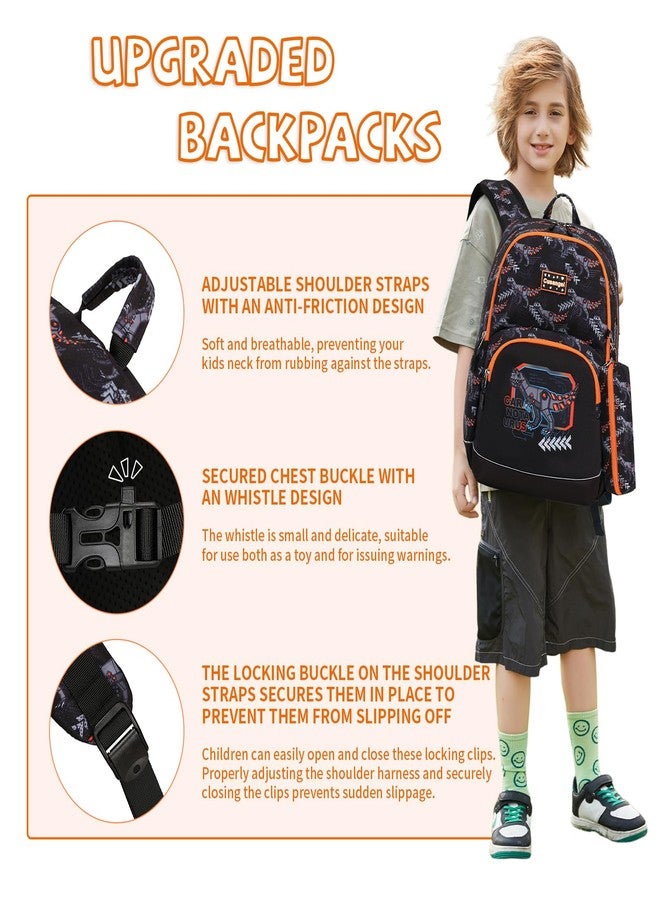 Cusangel Dinosaur Backpack For Toddler Boys,in 5-10 Ages Daycare or Elementary School,Backpack for boys,18L bookbag Lightweight boy Backpacks with Whistle,Front buckle,Pencil bag,Night Reflective Bar - Image 4