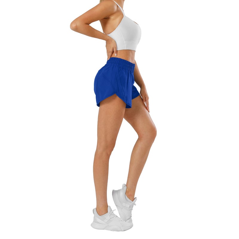 Aurefin Athletic Shorts for Women,Women's Quick Dry Workout Sports Active Running Track Shorts with Elastic and Zip PocketsSky Blue/XX-Small - Image 2