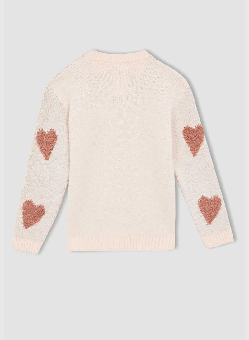 DeFacto Regular Fit Long Sleeve Heart Print Knit Jumper
