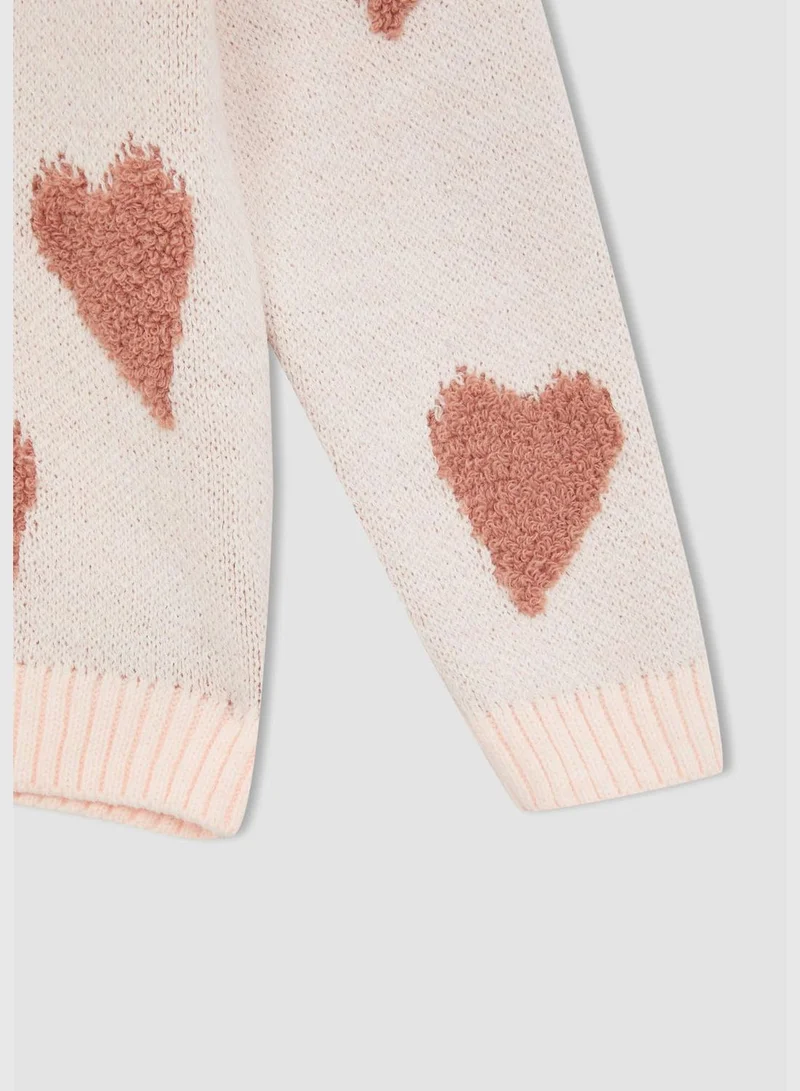 DeFacto Regular Fit Long Sleeve Heart Print Knit Jumper