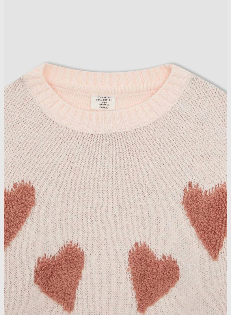 DeFacto Regular Fit Long Sleeve Heart Print Knit Jumper