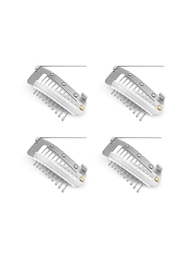 Sanas Hair Extension Clips For Women (4 Pcs) Dupatta Clips For Brides (10 Teeth) Dupatta Safety Pins For Women Saree Pallu Dupatta Setting Clip, Safety & Hijab Hair Pins Chunni Clips (4Pcs) (Silver) - Image 1
