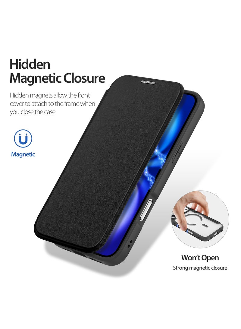 دوكس دوتشيز جراب اسكين اكس برو دوكس دوكيس شفاف مضاد للاصفرار [غطاء خلفي صلب من البولي كربونات ومن السيلكون ] يدعم الشحن اللاسلكي المغناطيسي جراب فليب وش وضهر واقٍ مقاوم للصدمات متوافق مع    IPhone 17 Pro Max  (أسود) - Image 4