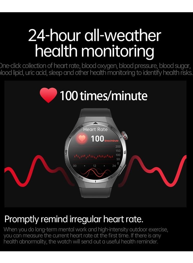 ET456 Smart Watch, 1.56 Inch Amoled Screen Health Care Tracker Smart Wrist Watch, IP68 Waterproof Full Touch Screen Smart Fitness Watch For Men And Women, (1pc, Brown, Leather Strap) - Image 3